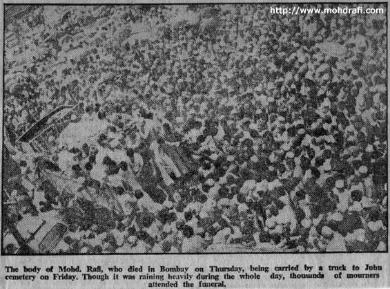 Mohd Rafi's body being carried to the cemetery