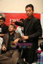 Irrfan Khan, hair dresser Jawed Habib at a promotional event for the upcoming film Billu on 11th Feb 2009 (6).JPG