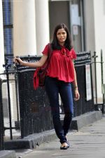 Freida Pinto on the set of the _Untitled Woody Allen London Project_ in London, England - 24th August 2009 - IANS-WENN.jpg