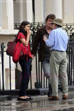 Freida Pinto, Josh Brolin and Woody Allen on the set of the _Untitled Woody Allen London Project_ in London, England - 24th August 2009 - IANS-WENN.jpg
