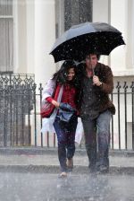 Freida Pinto, Josh Brolin on the set of the _Untitled Woody Allen London Project_ in London, England - 24th August 2009 - IANS-WENN (3).jpg