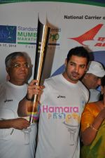 John Abraham promotes Mumbai marathon in Mumbai Aiport on 11th Jan 2010 (5).JPG