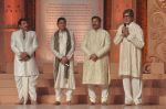 Manoj Tiwari, Aadesh Shrivastav, Amitabh Bachchan at the launch of the Hanuman Chalisa album in Mehboob Studio on 9th Oct 2011 (44).JPG