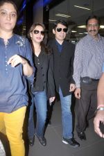 Madhuri dixit snapped with husband in Mumbai Airport on 6th April 2012 (2).jpg