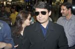 Madhuri dixit snapped with husband in Mumbai Airport on 6th April 2012 (6).jpg