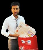 Ranbir Kapoor donates newspaper for BIG Green Ganesha Campaign by BIG FM.jpg
