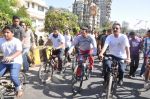 Salman Khan on Bicycle to celebrate car free day in Mumbai on 24th Feb 2013 (8).JPG