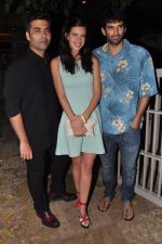 Aditya Roy Kapur, Kalki Koechlin, Karan Johar at Jawaani Deewani wrap-up party at Siddharth Roy_s Bunglow in Juhu, Mumbai on 6th May 2013 (16).JPG