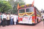 Abhishek Bachchan flags off 2 BEST buses along with Mayor of Mumbai Sunil Prabhu and Yuva Sena President Aditya Thackrey in Mayor_s Bungalow on 8th July 2013 (17).JPG