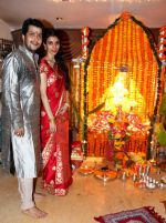 Bappa Lahiri and Tanisha Verma Lahiri at Bappi Lahiri_s Ganpati celebrations in Mumbai on 9th Sept 2013.jpg