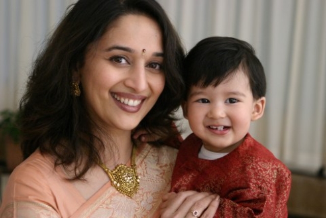 Madhuri with her son