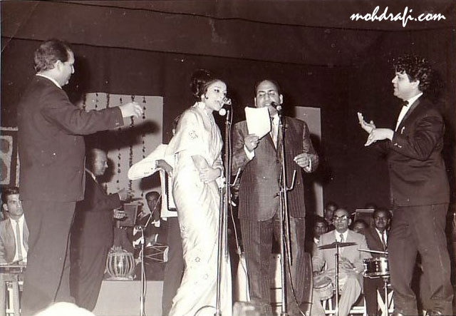 Mohd Rafi with Sharmila Tagore and Shankar Jaikishen