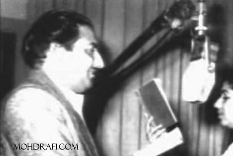Mohd Rafi with Lata Mangeshkar in a recording session