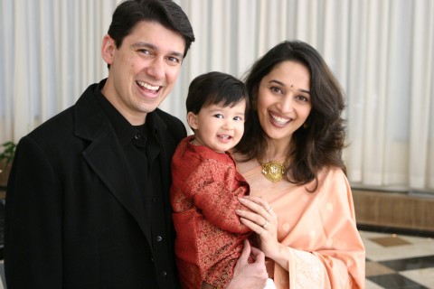 Madhuri with Husband and Son