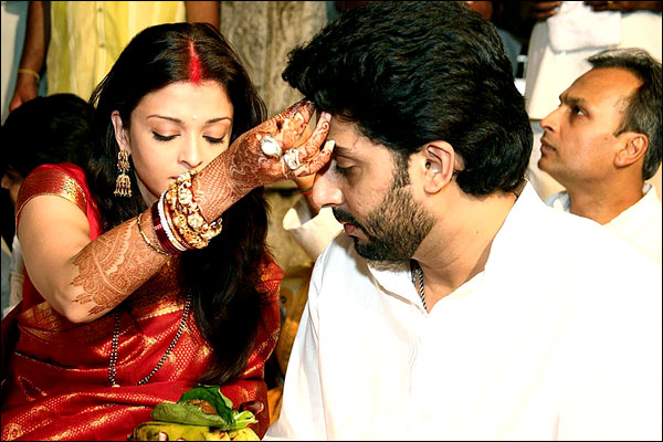 Aishwarya and Abhishek during their wedding