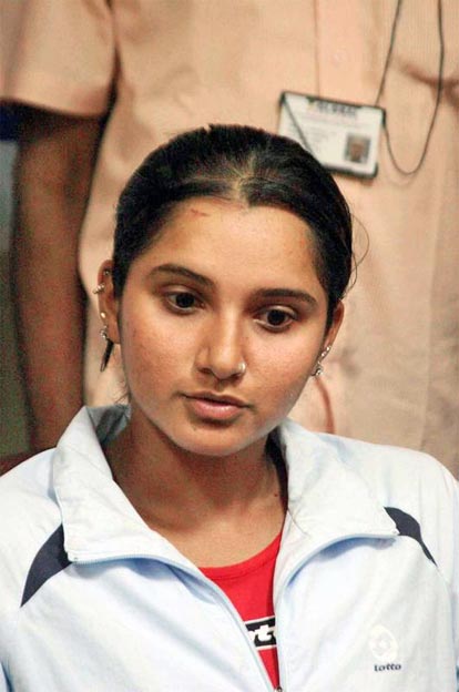 Sania Mirza during her visit to a hospital in Hyderabad