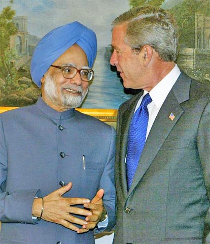 Manmohan Singh with George Bush