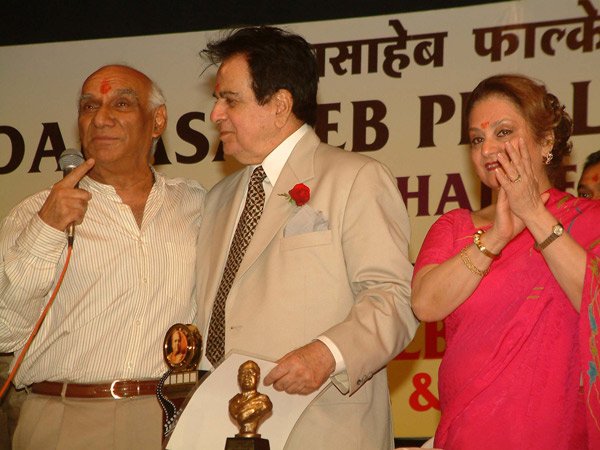 Dilip Kumar gets Phalke Ratna award: Dilip Kumar, Saira Bano and Yash Chopra