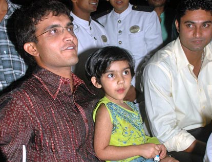 Sourav Ganguly with his daughter at a function in Kolkata