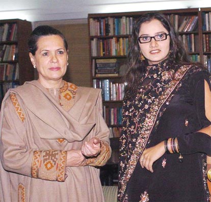 Sania Mirza with Sonia Gandhi