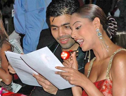Bipasha Basu and Karan Johar at Gladrags Megamodel Manhunt Contest 2005