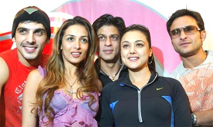 SRK with Zayed Khan, Malaika Arora, Preity Zinta and Saif Ali Khan