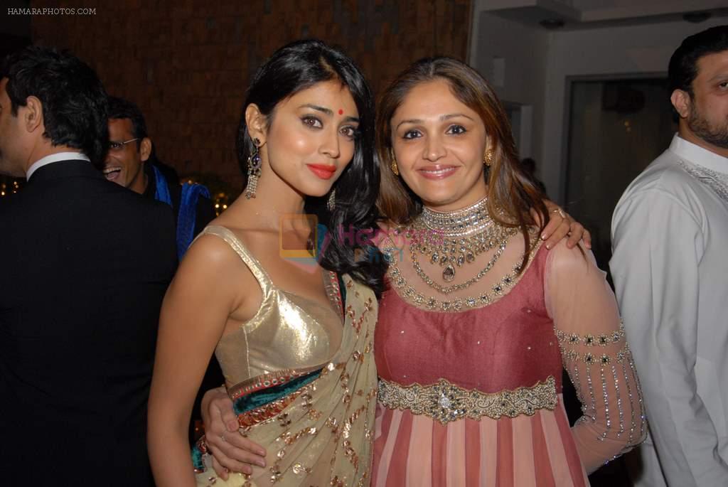 Shriya saran with Sandli Sinha at Reema Sen wedding reception in Mumbai on 25th March 2012