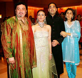 Rishi Kapoor & Neetu Singh with daughter Riddhima and son-in-law  Bharat Sawhney