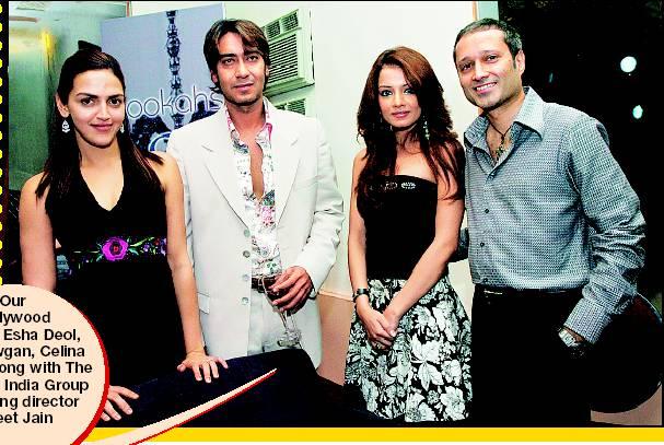 Ajay Devgan with Celina Jaitley and  Esha Deol