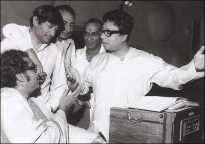 Kishore with Dev Anand and R.D.Burman