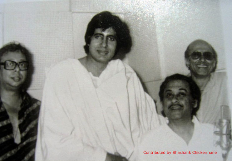 With R.D.Burman, Amitabh Bachchan, Kishore (Contributed by Shashank Chickermane)