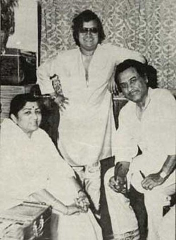 Kishore, with Bappi Lahiri and Lata Mangeshkar