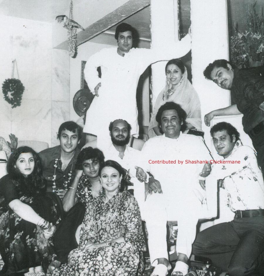 Rajesh Khanna, Dimple, Deb Mukherjee, Tanuja, Amit Kumar and Kishore with others (Contributed Shashank Chickermane)