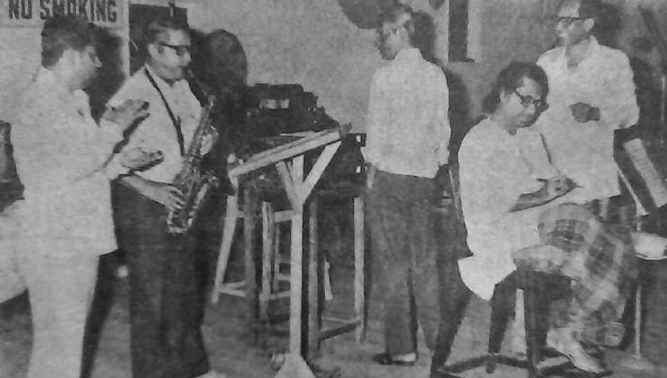 Kishoreda in the recording studio with others