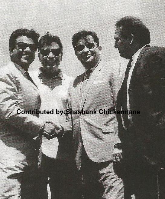 Rajkapoor with Rajendra Kumar, Shankar & Jaikishan.