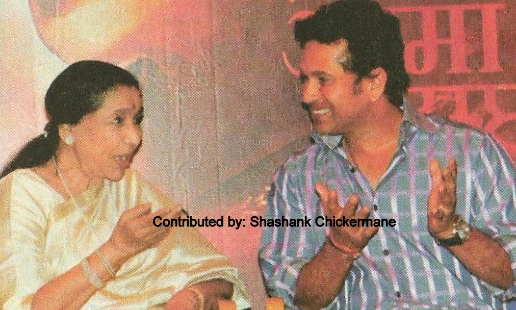 Asha with Sachin Tendulkar in a stage function