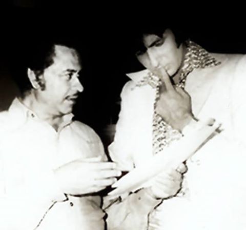 Kishoreda discussing with Amitabh Bachchan a song