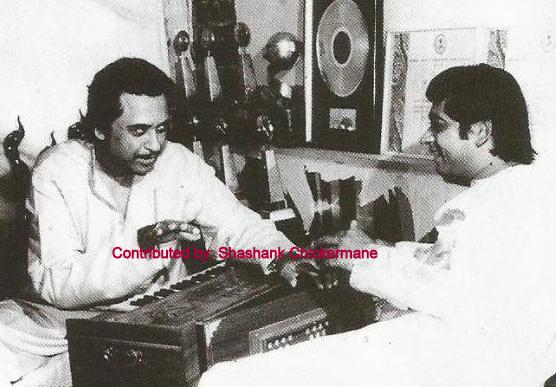 Kishoreda rehearsals a song with his son Amit Kumar in their house