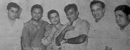 Kishoreda with Mukesh, Laxmikant Pyarelal, Anand Bakshi & Mehmood