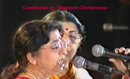 Lata with Usha Mangeshkar singing duet song in a concert