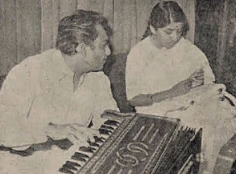 Madanmohan with Asha Bhosale in the recording studio