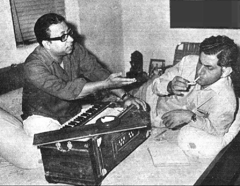 RD Burman discussing a song with Anand Bakshi