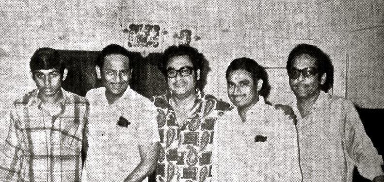 Kishoreda with his son Amit Kumar & others in the recording studio