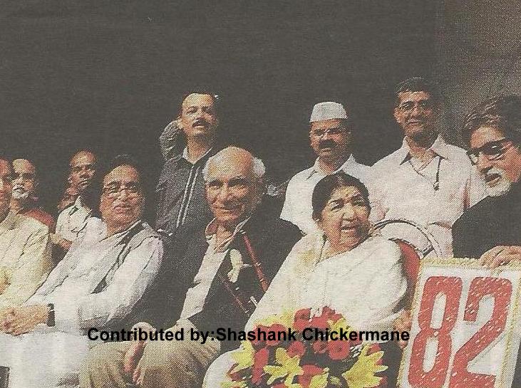Lata with Yash Chopra, Hriydanath Mangeshkar, Amitabh Bachchan & others