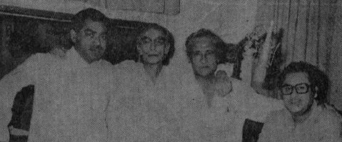 Kishoreda with Ashok Kumar, SD Burman & others in the recording studio