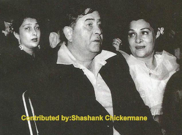 Raj Kapoor with his wife Krishna Kapoor & daughter Rima Jain in a function