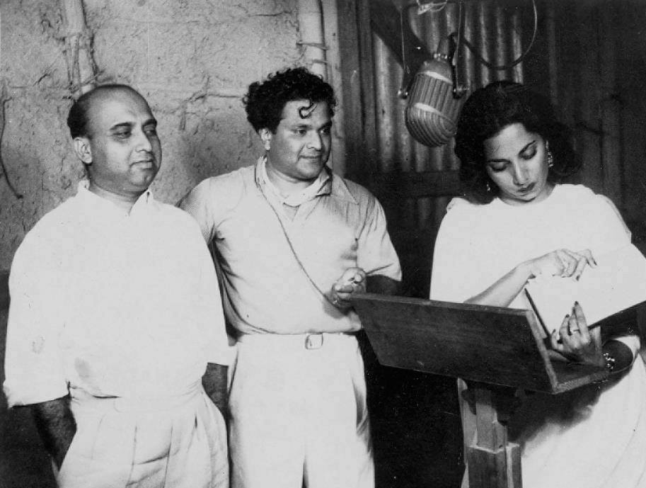Suraiyya with Vasant Desai & others in the recording studio