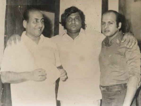 Mohd Rafi with Aziz Naza & Rajesh Roshan in the recording studio