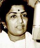 Lata singing a song in recording studio