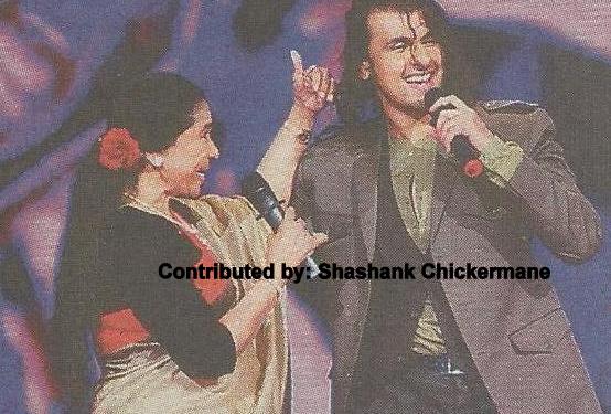 Asha Bhosale singing duet with Sonu Nigam in a concert